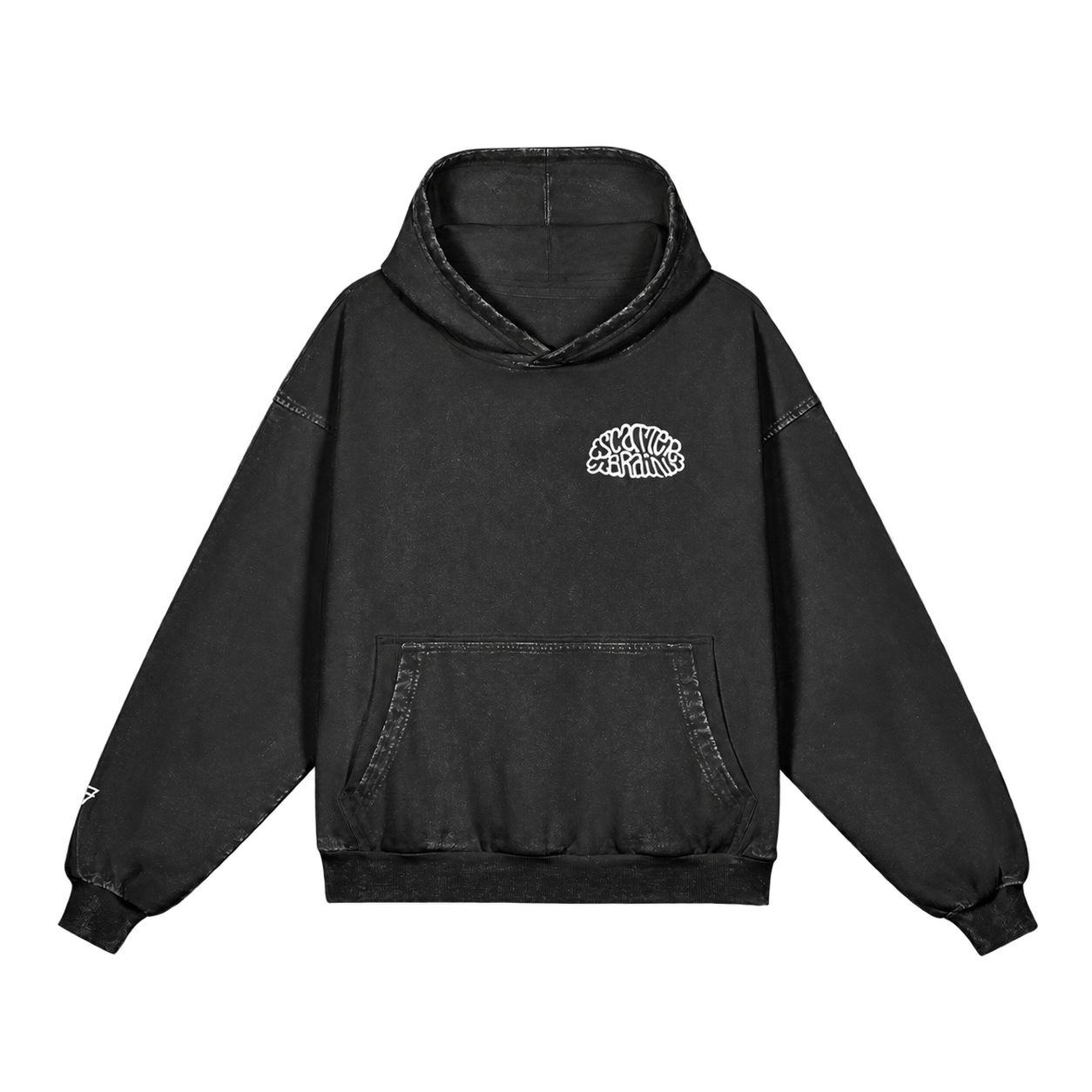 Boxy hoodie, Faded Black, front view. Digital supplier preview.